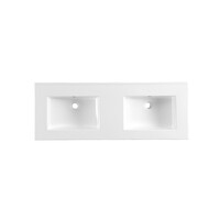 Wastafel Sanilux Classic 120x47x2,5 cm Keramiek Wit Dubbel (zonder kraangaten)