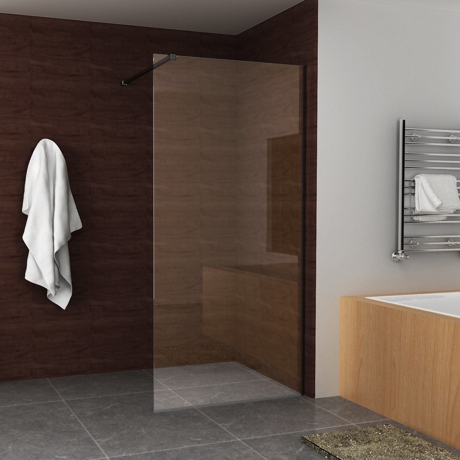 BWS Inloopdouche Met Zwart Muurprofiel 120x200 cm Safety Glass En Nano Glas 10 mm Boss & Wessing