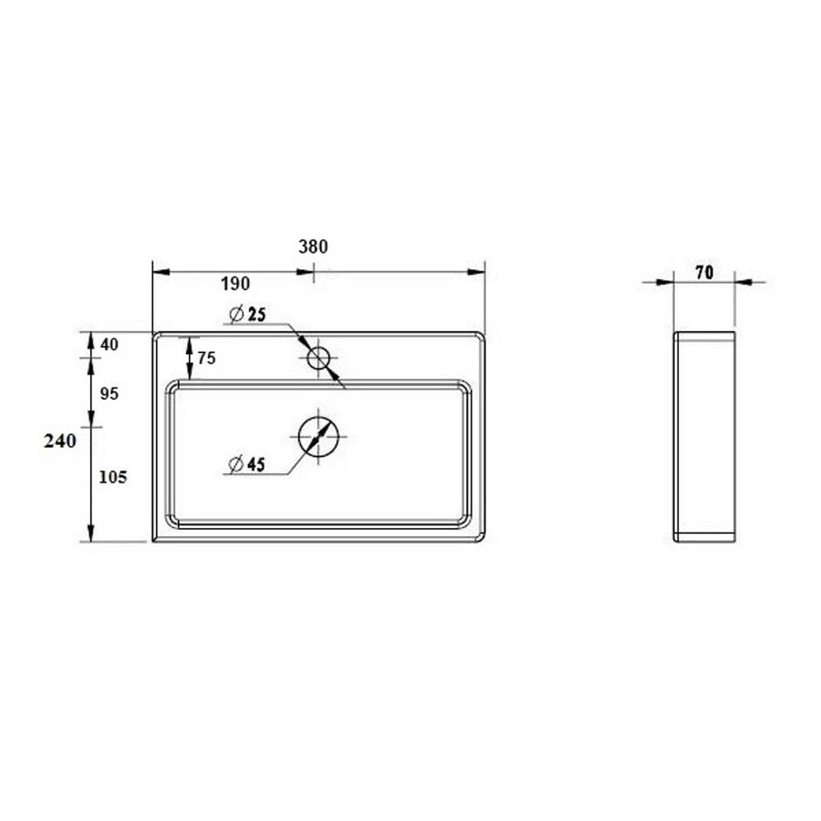 Fontein Best Design Skyline 38x24x7 cm Keramiek Hoogglans Wit (1 kraangat)