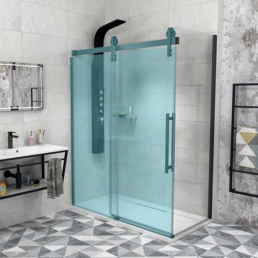 Zijwand Sapho Volcano 100x200 cm 8 mm Helder Glas tbv nisdeur Volcano Mat Zwart