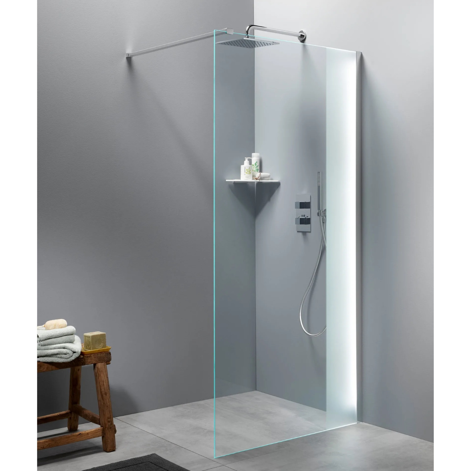 Inloopdouche BWS Free Time 100x200 cm Timeless Coating Met Strook Matglas Chroom Boss & Wessing