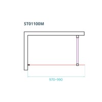 Inloopdouche Van Rijn ST01 Met Stabilisatiestang 100x200 cm Helder Glas 8 mm Chroom