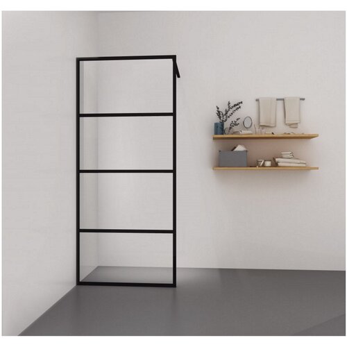 Inloopdouche Sanimar Loft Lines Helder Veiligheidsglas 90 x 200 cm Zwart Nano Antikalk Coating 8 mm 