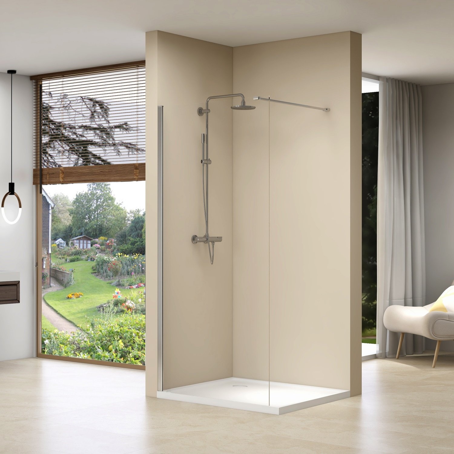 Inloopdouche Van Rijn ST01 Met Stabilisatiestang 120x200 cm Helder Glas 8 mm RVS van Rijn
