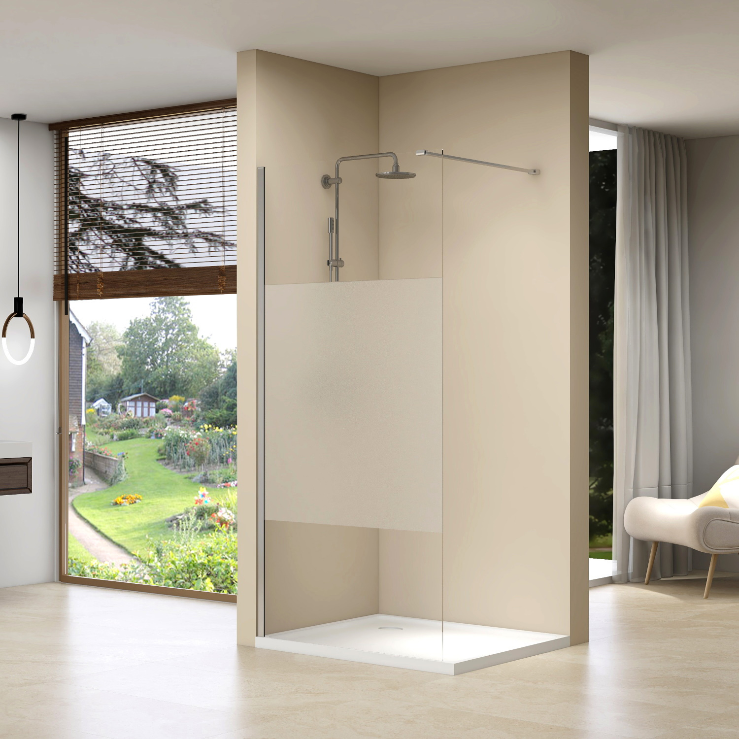 Inloopdouche Van Rijn ST01 Met Middenband En Stabilisatiestang 70x200 cm 8 mm Chroom van Rijn