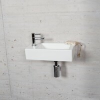 Fonteinset Mat Wit Wiesbaden Color Chroom (kraangat links)