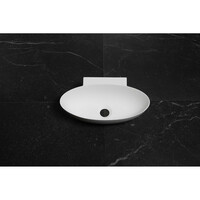 Fontein Ovaal Luca Sanitair 40x22x12 cm Solid Surface Mat Wit (zonder kraangat)