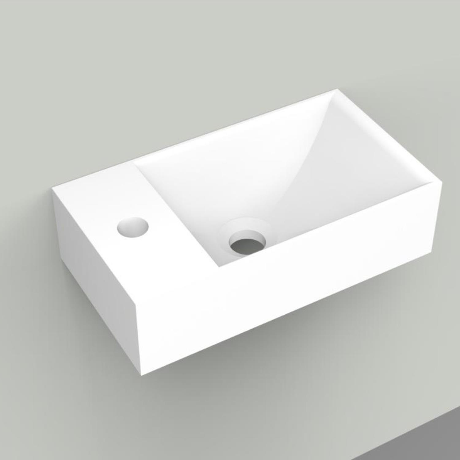 Fontein Arcqua Marble Free 40x22x12 cm Kraangat Links Zonder Overloop Mat Wit Arcqua