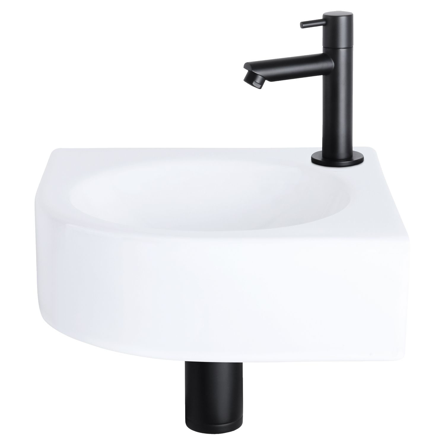 Fonteinset Differnz Cleo 30x30x10 cm Keramiek Wit Met Kraan Recht Mat Zwart Differnz