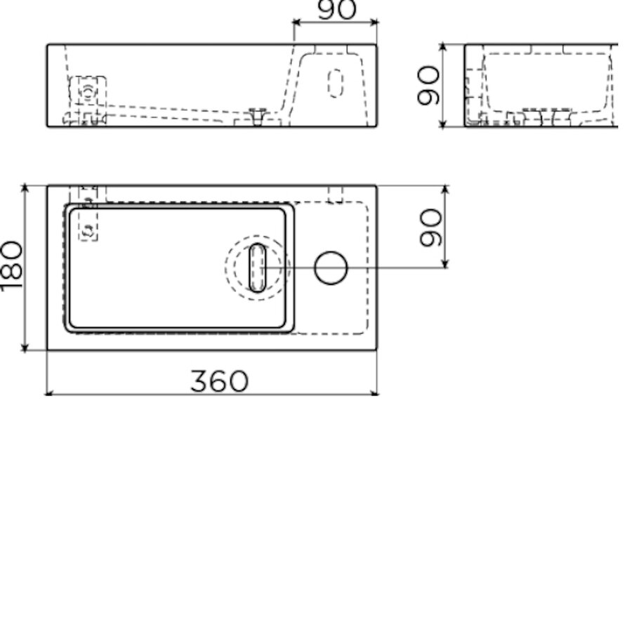 Clou Flush Fontein Met Kraangat Rechts Mat Grijs Keramiek 36 cm