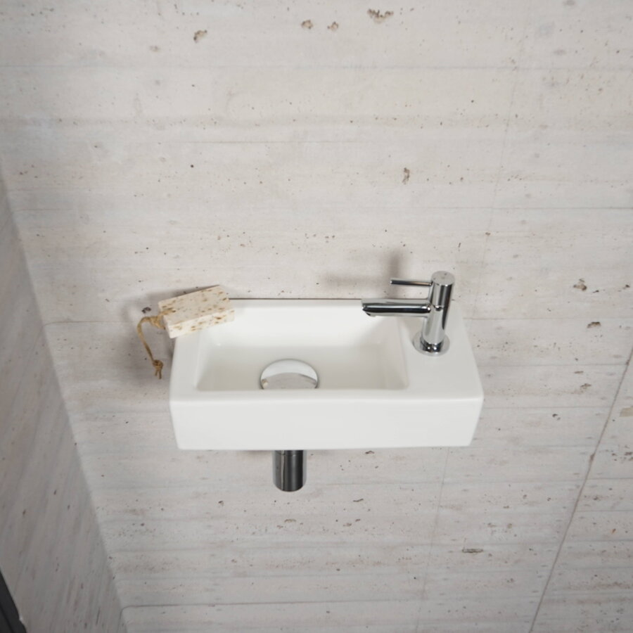 Fonteinset Mat Wit Wiesbaden Color Chroom (kraangat rechts)