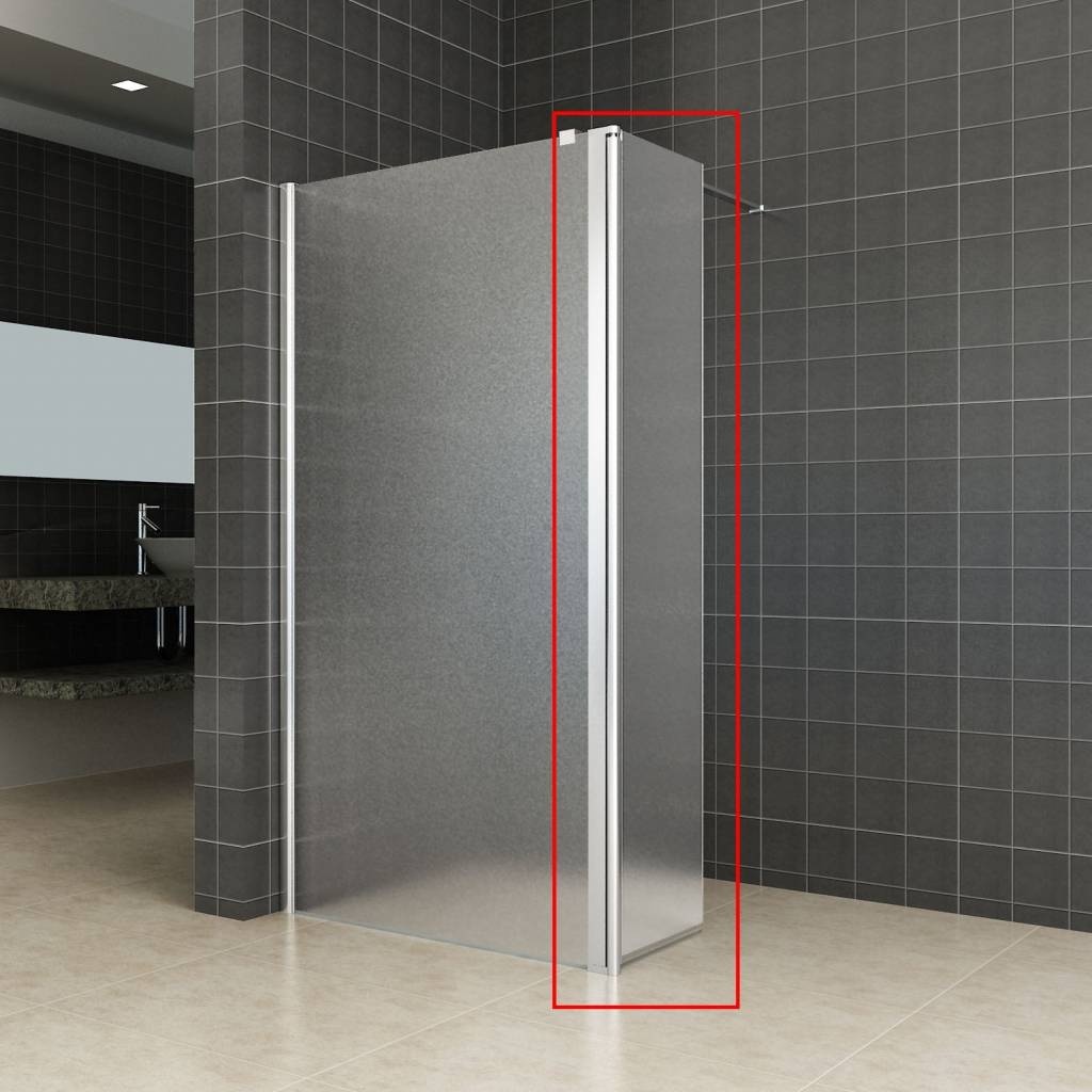Aqua Splash Zijwand Voor Inloopdouche Met Link Of Rechts Scharnierend Profiel 35X200 cm 10 mm Nano Mat Glas - Rechts Scharnierend