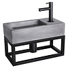 Differnz Fonteinset Differnz Ravo Beton en Handoekrek 38.5x18.5x9 cm Donker Grijs Met Rechte Kraan Mat Zwart
