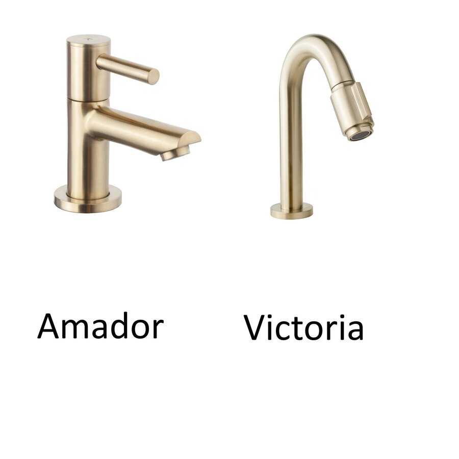 Fonteinset Mat Zwart Wiesbaden Color Messing Goud (kraangat rechts)