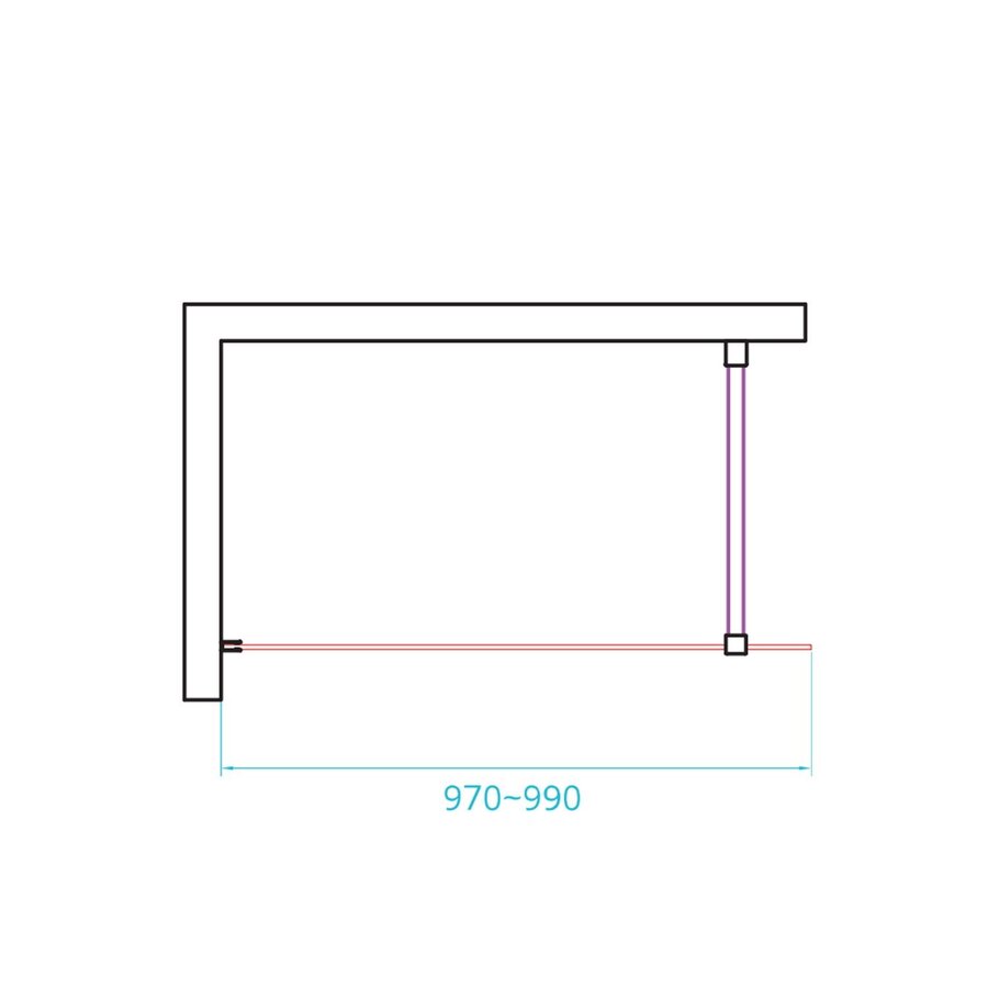 Inloopdouche Van Rijn ST01 Met Stabilisatiestang En Middenband 100x200 cm 8 mm Chroom