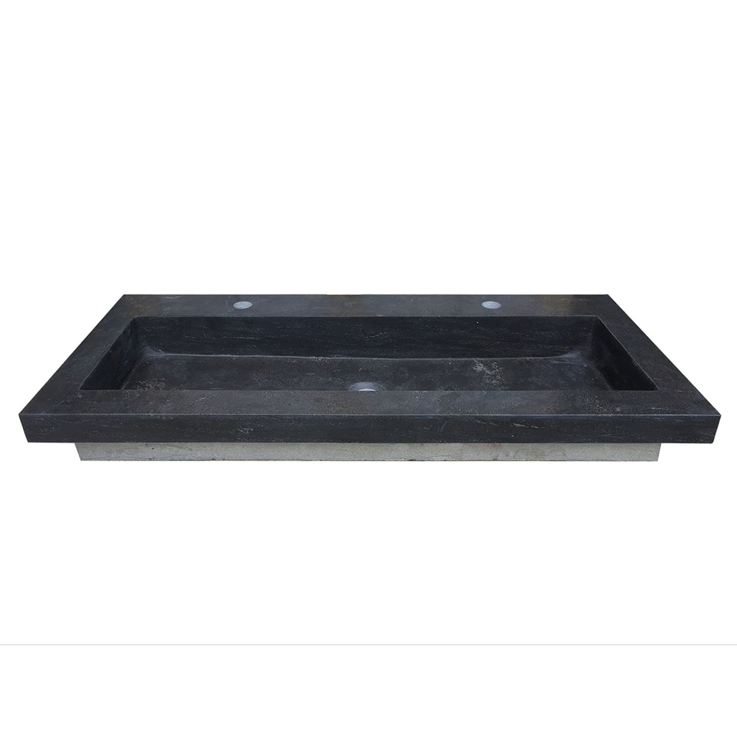 Wiesbaden Wastafel B-Stone 120x46x5 cm met 2 Kraangaten Hardsteen Zwart