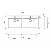 Wiesbaden hardstenen meubelwast. Dubbel 120x46x5  zo.kr.gat