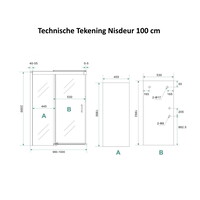 AQS Douchecabine Softclose 2.0 100 cm met Nisdeur en Zijwand 8mm Aluminium NANO Coating (alle varianten)