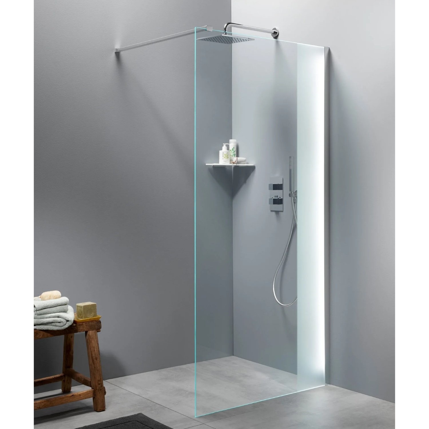 Inloopdouche BWS Free Time 90x200 cm Timeless Coating Met Strook Matglas Chroom Boss & Wessing