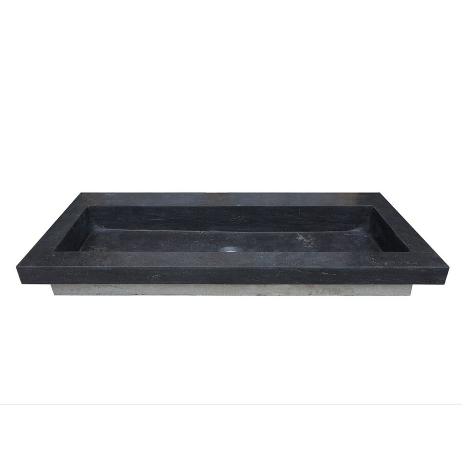 Wastafel Wiesbaden B-Stone 120x46x5 cm Zonder Kraangaten Hardsteen Zwart