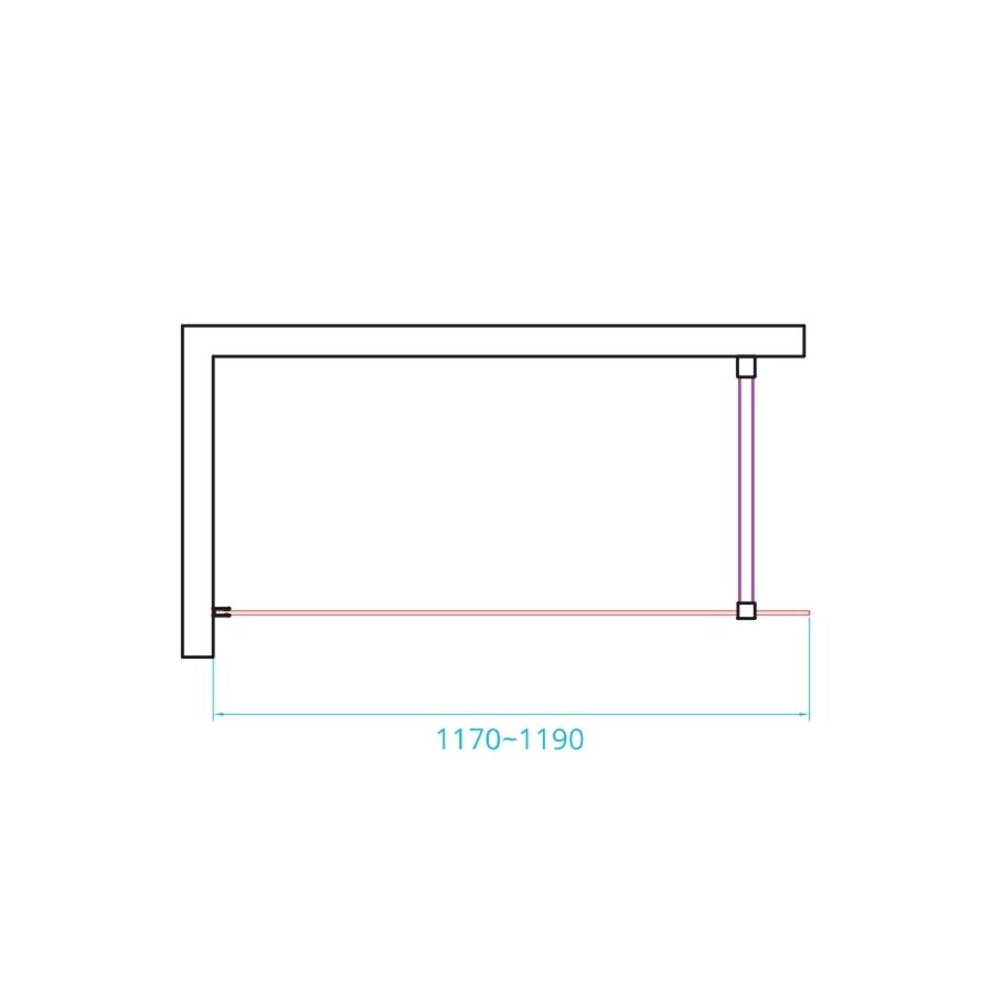 Inloopdouche Van Rijn ST01 Met Stabilisatiestang 120x200 cm Rookglas 8 mm Mat Zwart