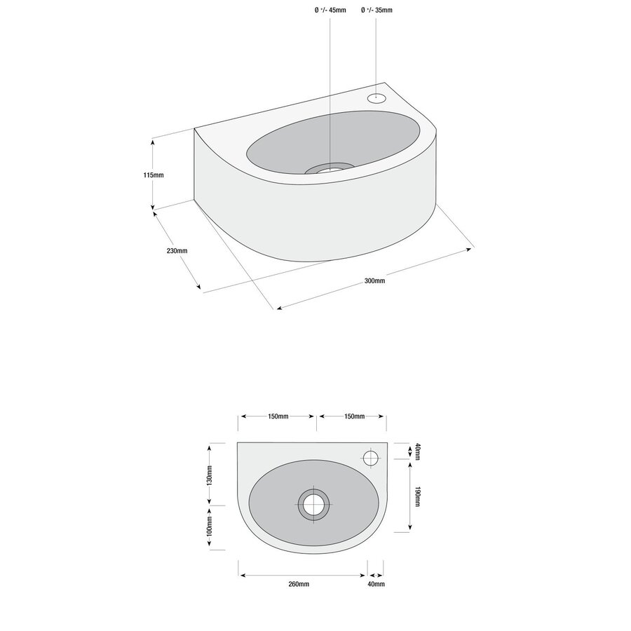 Fonteinset Boss & Wessing Gustav Keramiek Inclusief Eénhendelkraan En Sifon 30x22x11 cm Wit