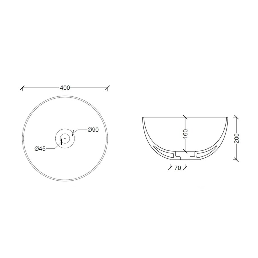 Salenzi Waskomset Hide Circle 40x12 cm Incl Hoge Kraan Mat Zwart (Keuze Uit 4 Kleuren Kranen)