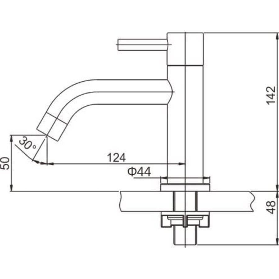 Wiesbaden 304-Verona RVS toiletkraan 1/2'' gebogen uitloop