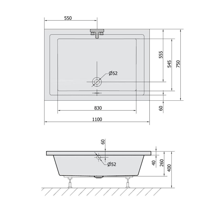 Extra Diepe Douchebak Sapho Deep 110x75x26 cm Rechthoekig Acryl Wit