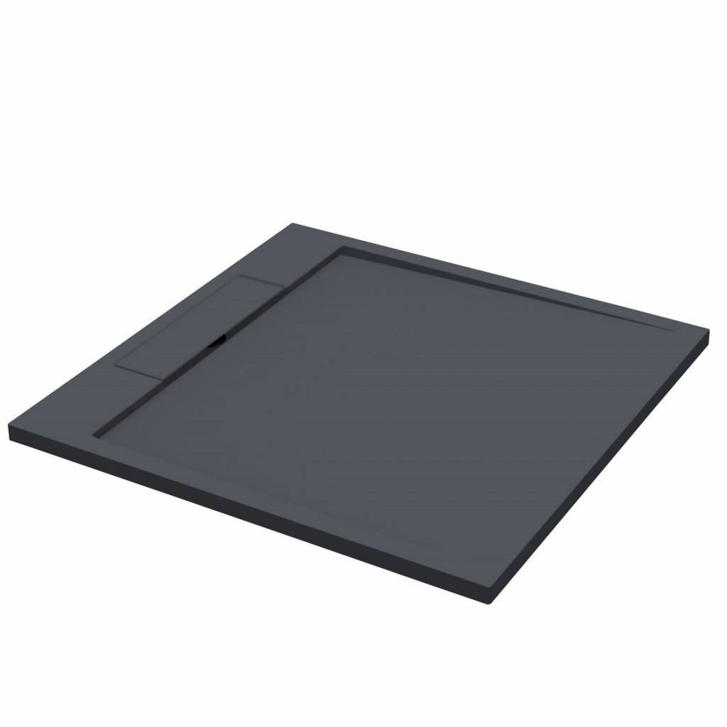 Best Design Douchebak Decent 90x90x3.5 cm Solid Surface Mat Zwart