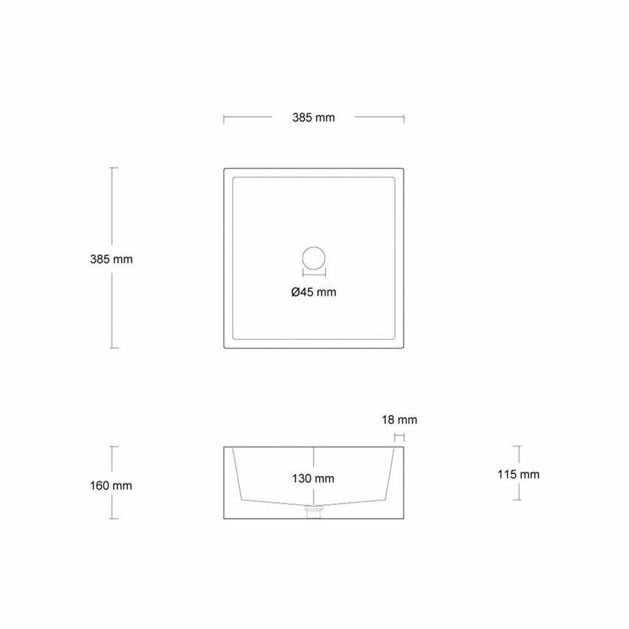 Opzet Wastafel  Immissio Beton 39x39x16 cm ( 6 Kleuren)