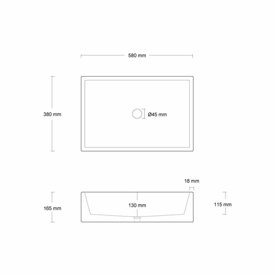 Opzet Wastafel Ombra Beton 53x38x16 cm Licht Grijs met Donker Patroon