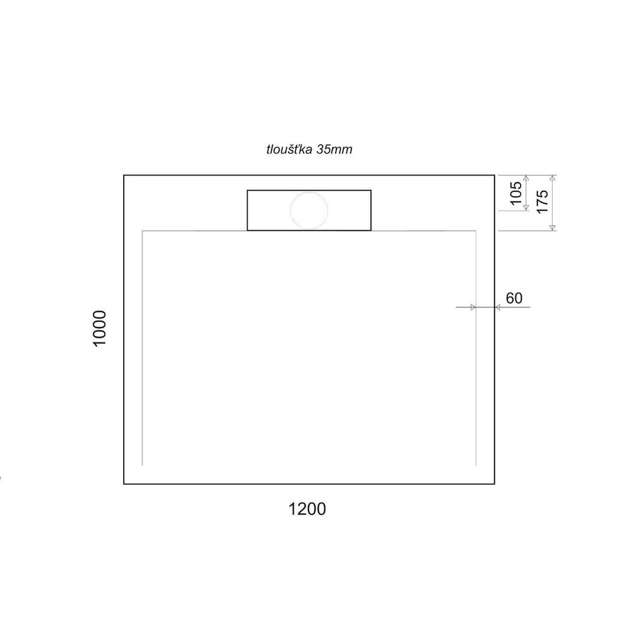 Douchebak Marmer Sapho Irena 120x100x3.5 cm Rechthoek Wit