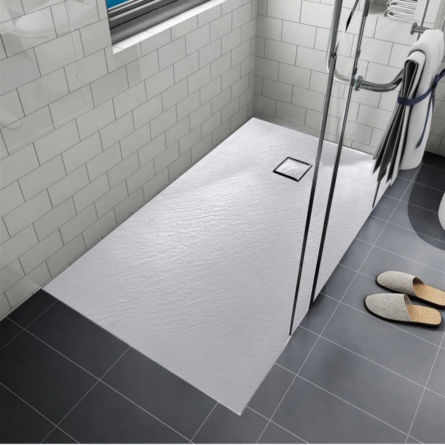 Douchebak AquaSplash Naxos SMC 120x80 cm Stone-look Mat Wit Aquasplash