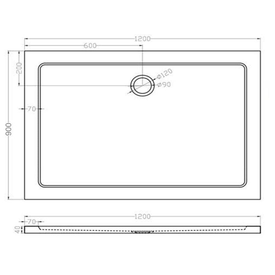 Wiesbaden luxe douchebak SMC rechthoek 1200x900x40 wit