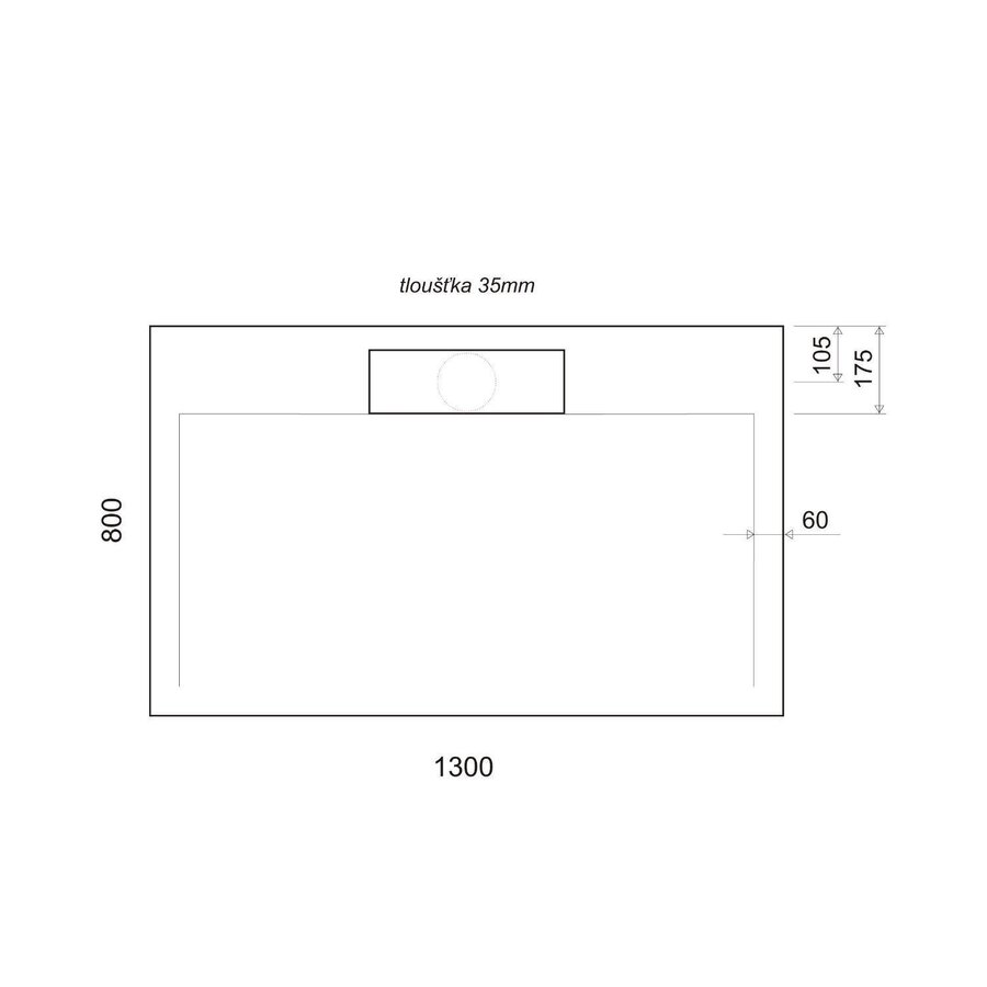 Douchebak Marmer Sapho Irena 130x80x3.5 cm Rechthoek Wit