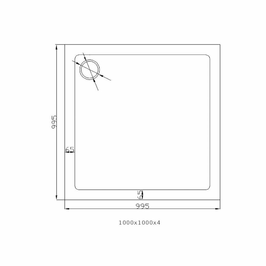 Douchebak Dona Laag Model 100X100X4Cm