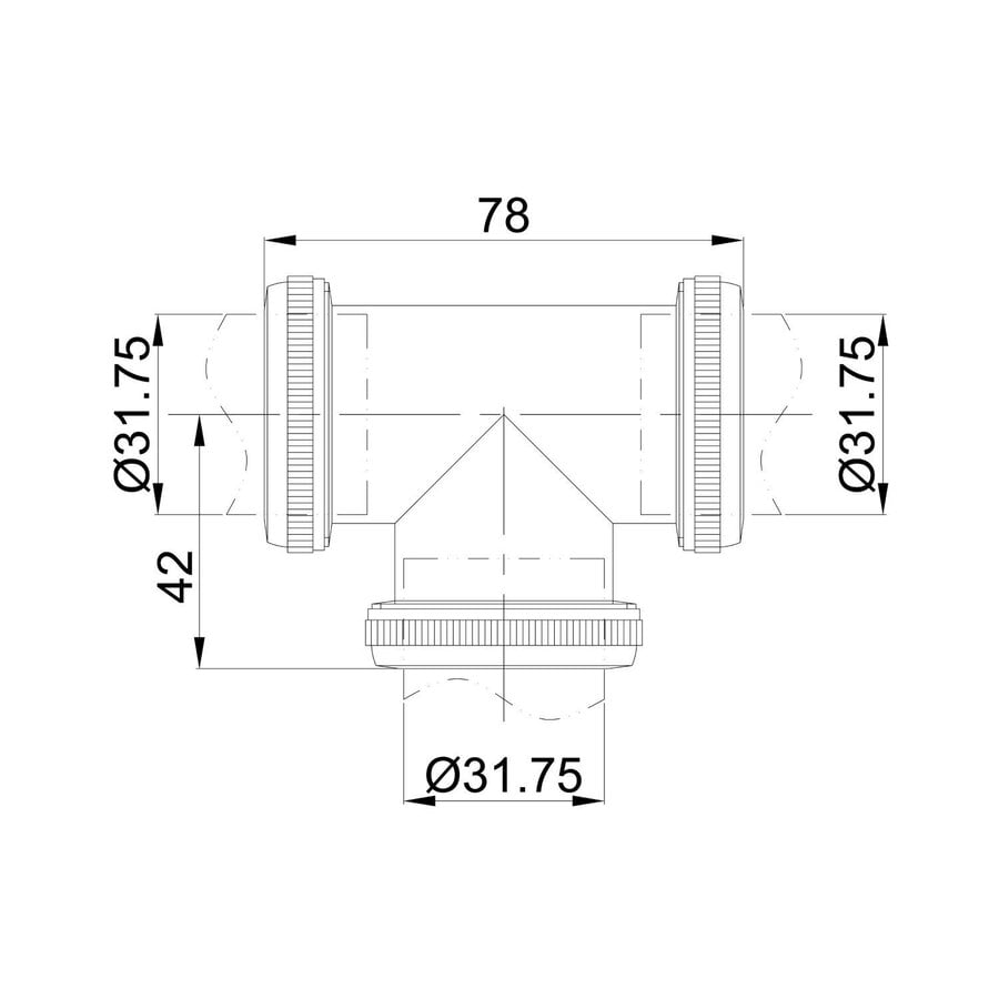 Koppel T Stuk Wiesbaden 32mm tbv Vloerbuis Mat Zwart