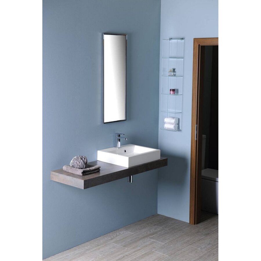 Wastafel Sapho Orinoko Rechthoekig 42x10x36 cm Marmer Wit