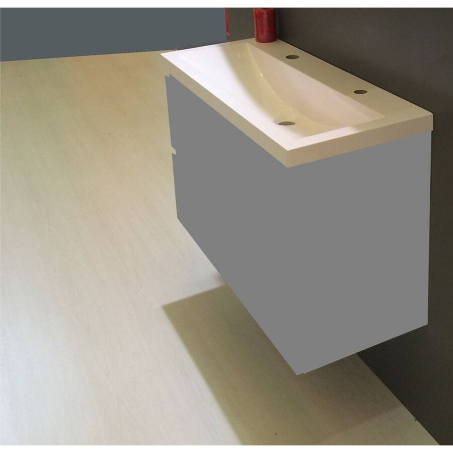 Wastafel 100Cmx36Cm Twee Kraangaten Wit