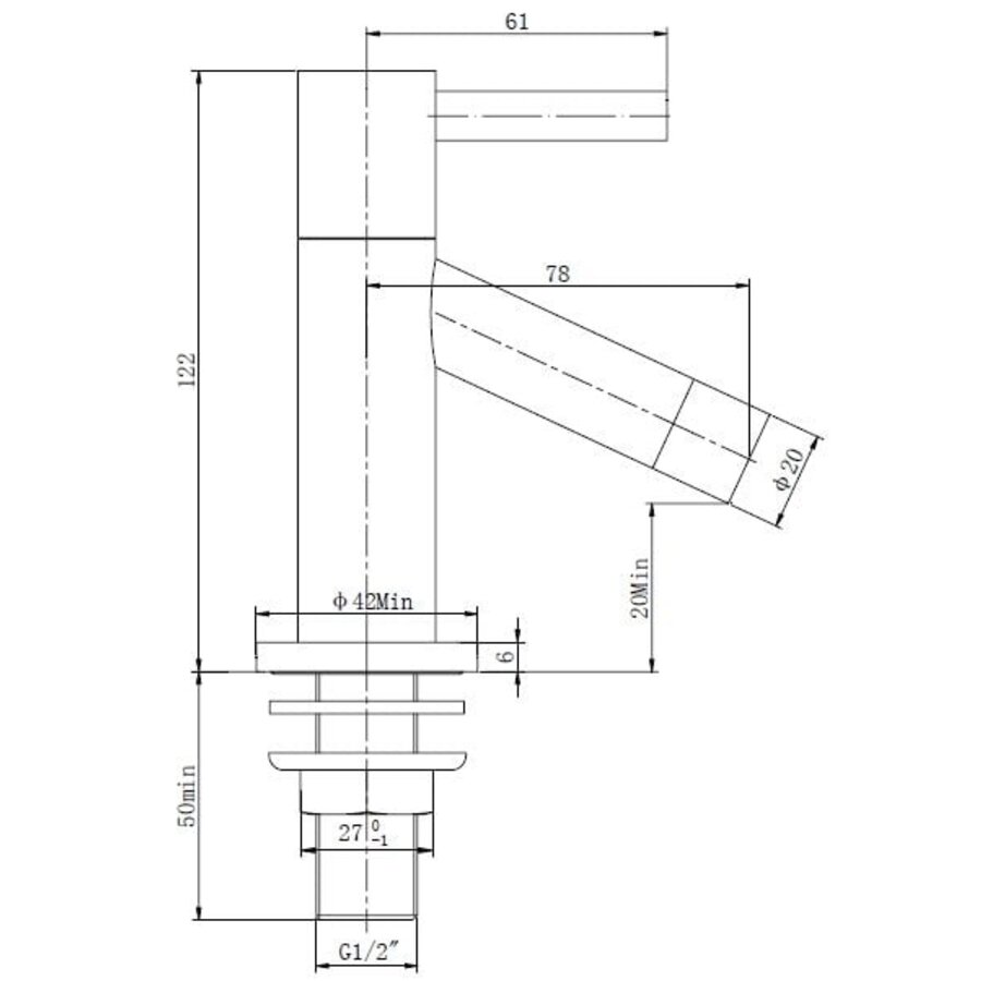 Wiesbaden Benga KIWA Toiletkraan Ker. 1/2'' Chroom