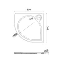 Douchebak Marmer Sapho Arca 80x80x3 cm Kwartrond Wit