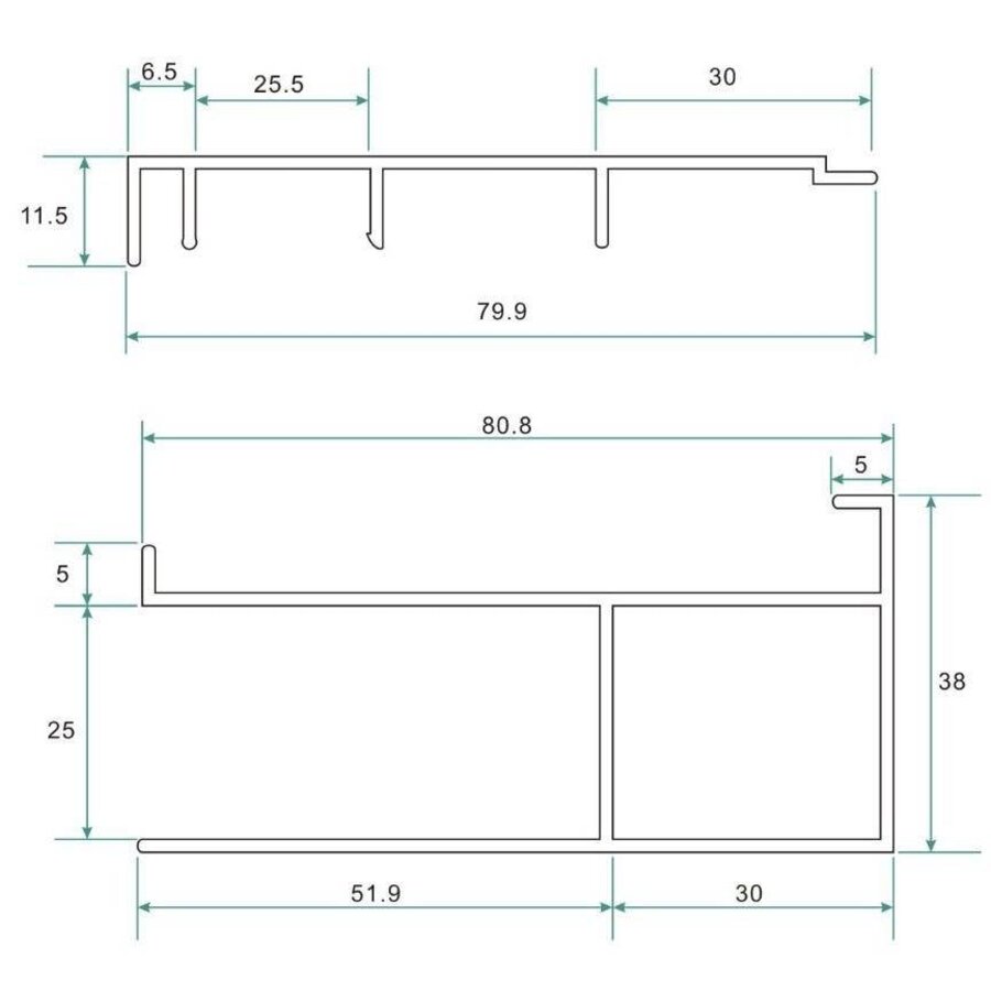 Wiesbaden alu.verbredingsprofiel 3cm x 200cm