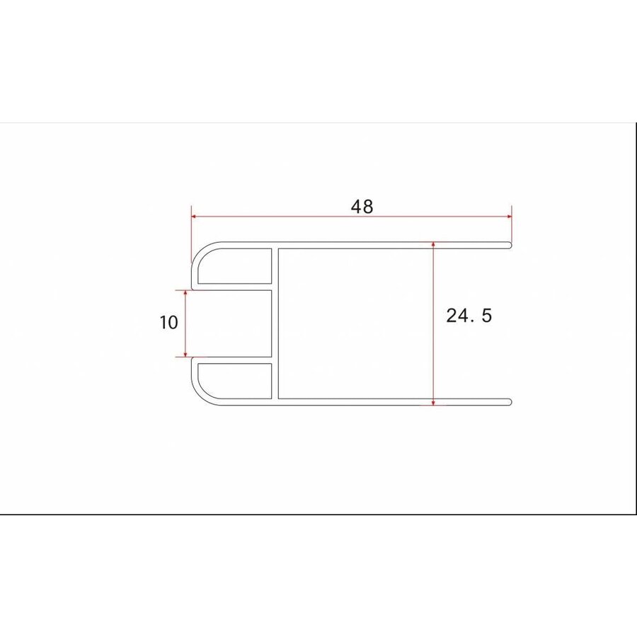 Wiesbaden chroom glasprofiel tbv muurprofiel glasdikte 1cm lengte 200 cm