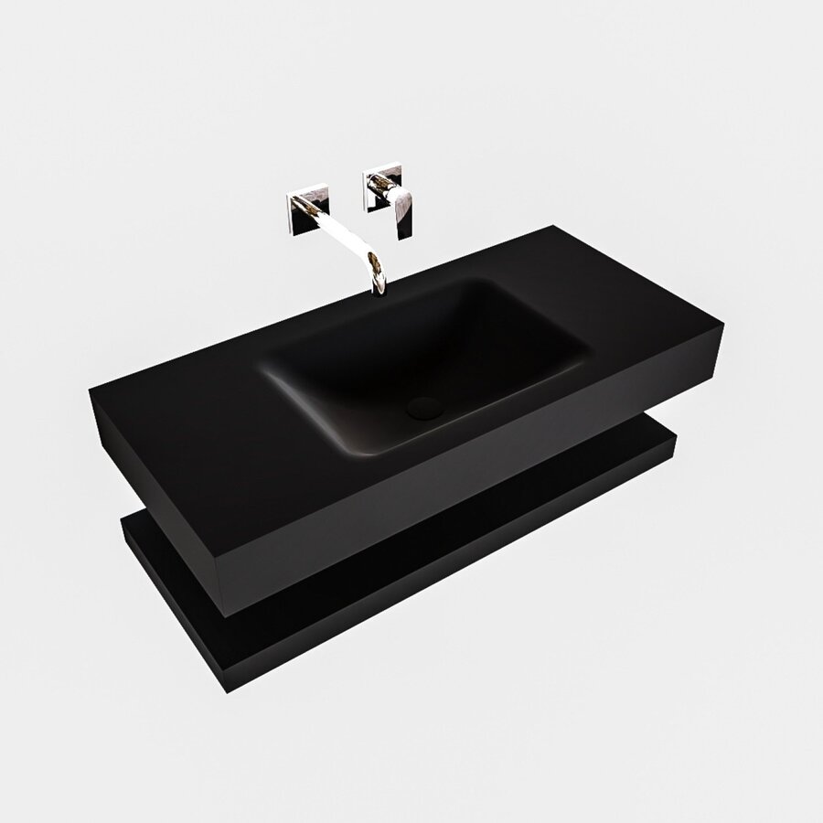 Badkamermeubel AQS Ibiza 100 cm met Planchet Solid Surface Mat Zwart (zes varianten)