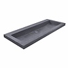 AQS Wastafel Hardsteen 100x46x5 cm 0 Kraangaten Mat Zwart