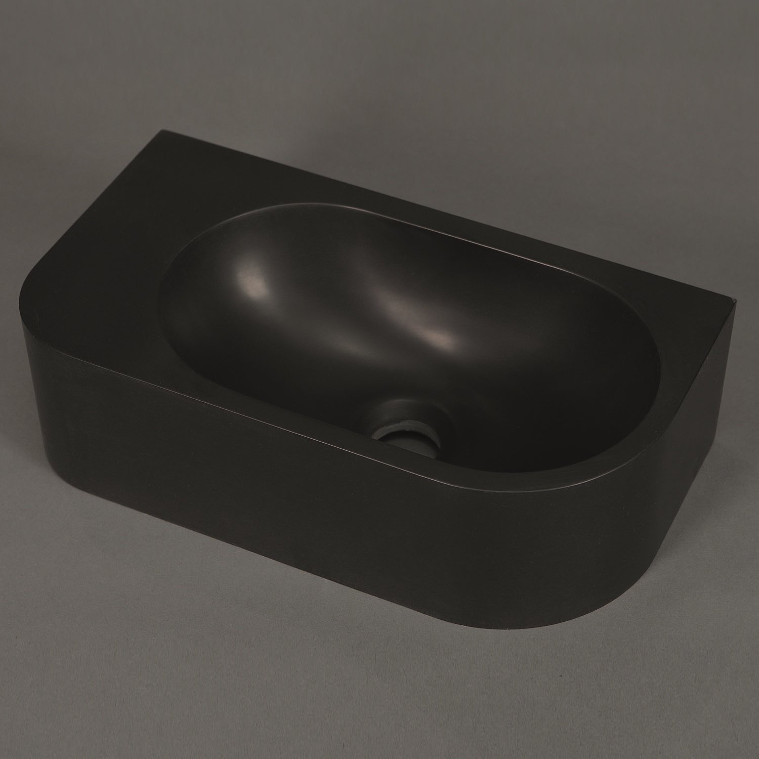 Fontein Luca Sanitair Wand 40x21.5x12 cm Solid Surface Zonder Kraangat Antraciet Links Luca Sanitair