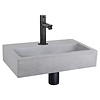 Differnz Fonteinset Differnz Flat Beton 38x24x8 cm Licht Grijs Met Rechte Kraan Mat Zwart