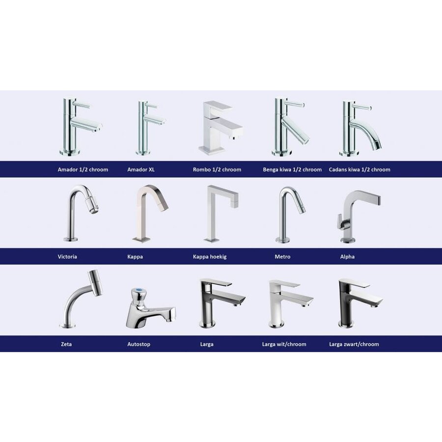 Fonteinset Chepri Mini Xxs 30,5X18X11 Cm Links Chroom (Keuze Uit 20 Kranen)