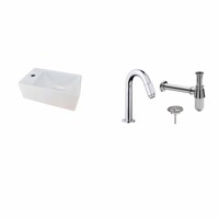 Fonteinset Chepri Mini Xxs 30,5X18X11 Cm Links Chroom (Keuze Uit 20 Kranen)